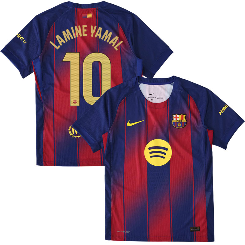 Herre fodboldtrøje Barça 2025/26 Hjemmebanetrøje med Lamine Yamal 10 tryk
