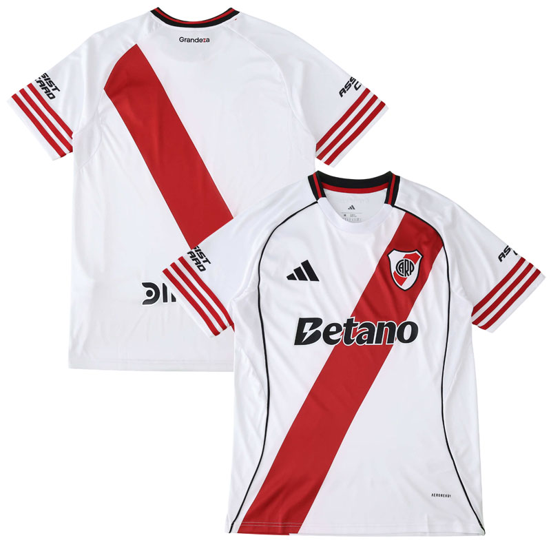 Hjemmebanetrøje River Plate 2025/26 hvid med rød stribe