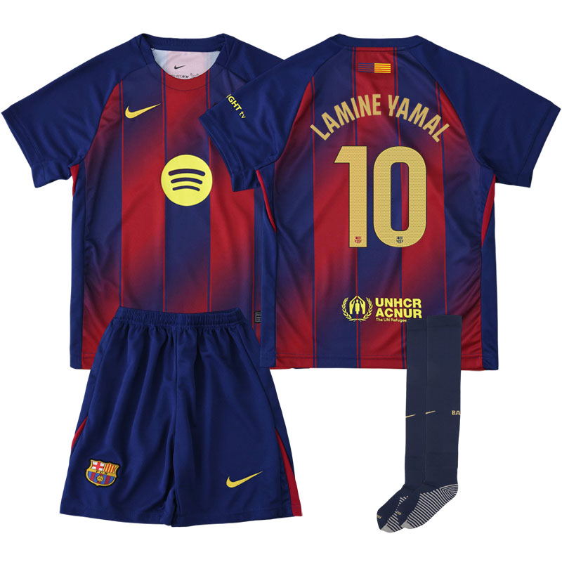 Lamine Yamal 10 Barcelona 25/26 hjemmebanetrøje børn - sæt med trøje og shorts
