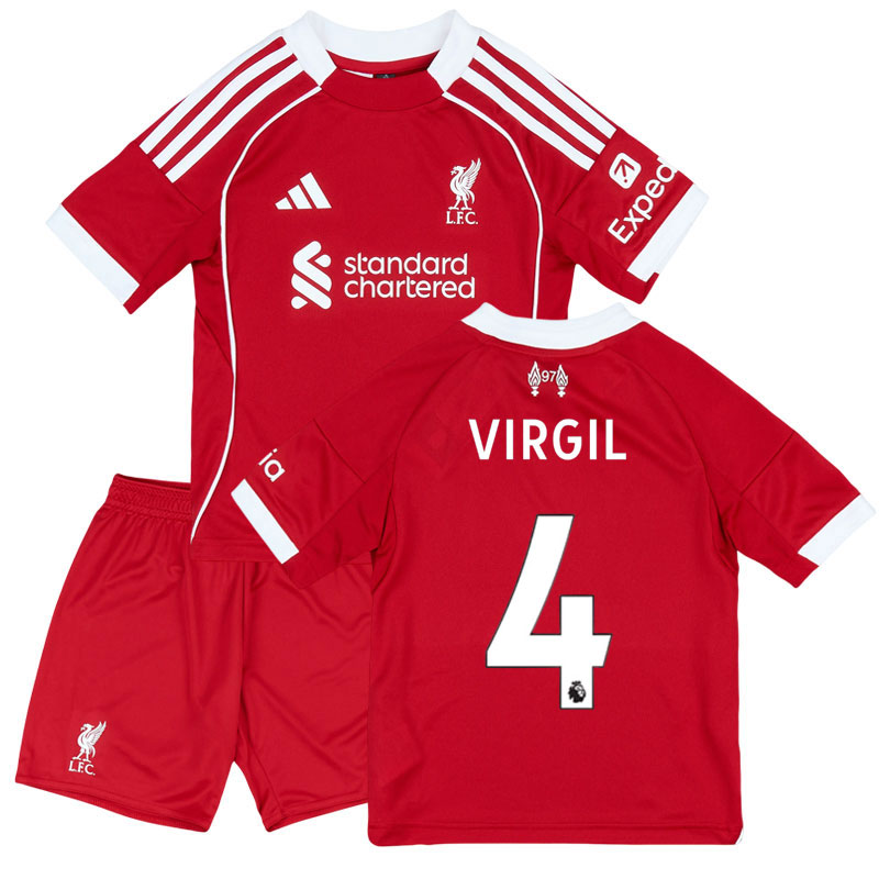 Liverpool FC 25-26 hjemmebane børnesæt – Virgil 4 bagpå
