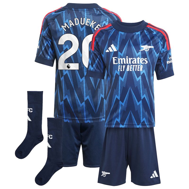 Madueke 20 Arsenal børnesæt 2025/26 - udebanetrøje og shorts