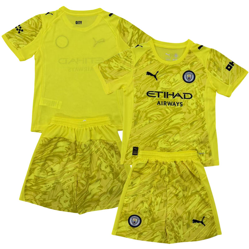 Manchester City målmandstrøje 2025/26 gul fodboldsæt til børn og voksne