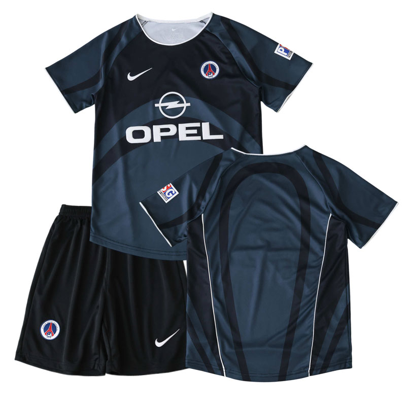 Paris Saint-Germain 2001/02 tredjetrøje til børn – retro fodboldtrøje med shorts