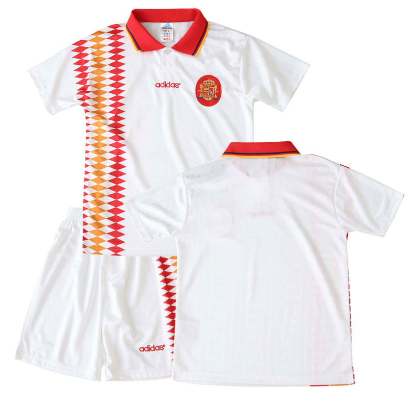 Spanien 1994 retro udebanetrøje til børn - fodboldtrøje og shorts