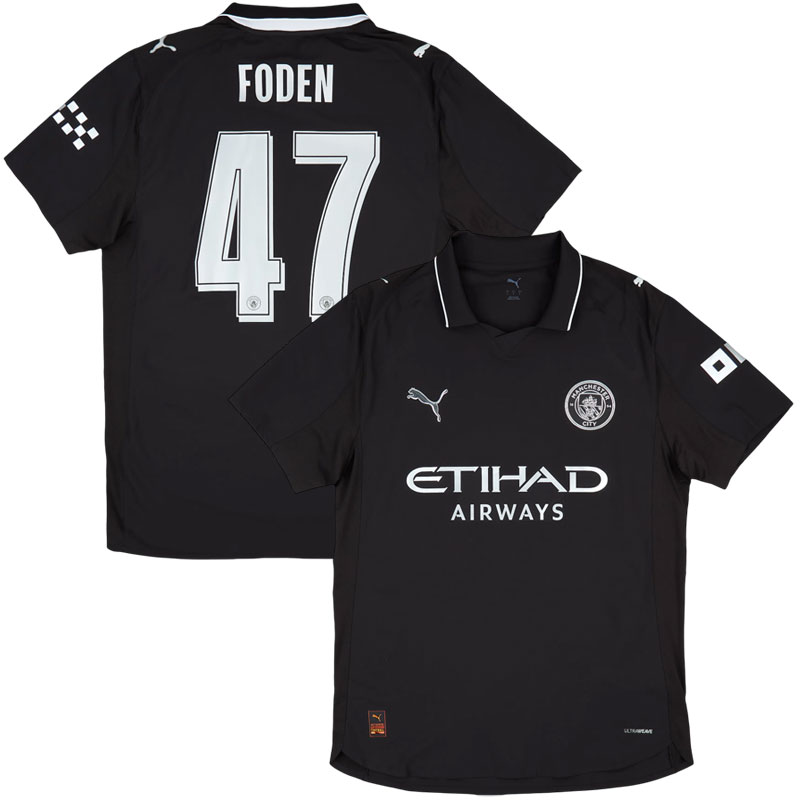 2025/26 Manchester City herre udebanetrøje - sort kortærmet med Foden 47 rygtryk