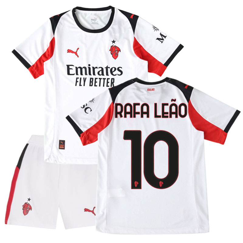AC Milan børn udebanetrøje 2025/26 Rafa Leão 10 - Serie A fodboldsæt