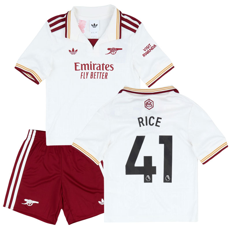 Arsenal børnesæt 25/26 tredjetrøje - RICE 41 fodboldtrøje og shorts