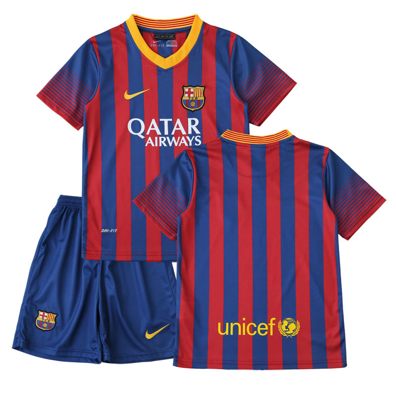Barcelona fodboldtrøje til børn 2013/14 – retro hjemmebanetrøje med shorts