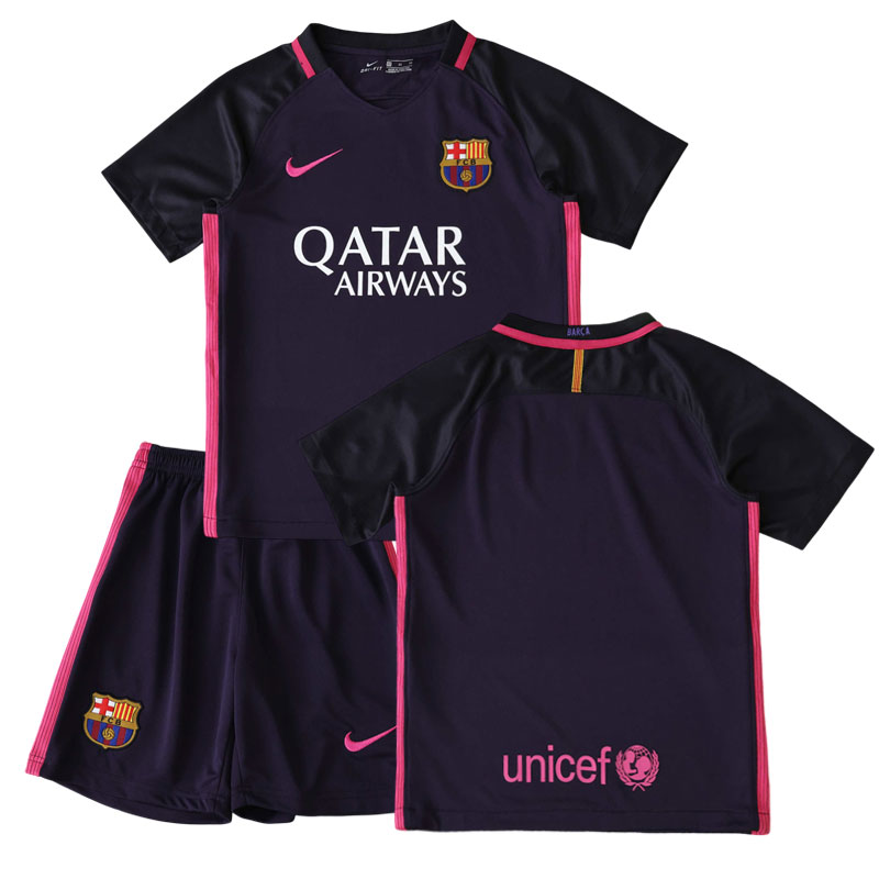 Barcelona retro udebanetrøje børn 2016/17 - komplet fodboldsæt