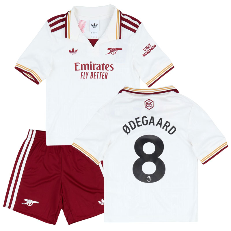 Børne fodboldsæt Arsenal 2025/26 tredjetrøje - Ødegaard 8 tryk bagpå