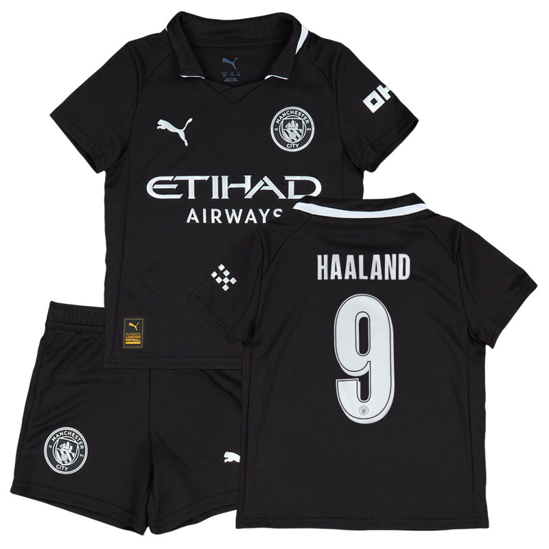 Børne fodboldsæt Haaland 9 Manchester City 2025/26 udebanetrøje + shorts