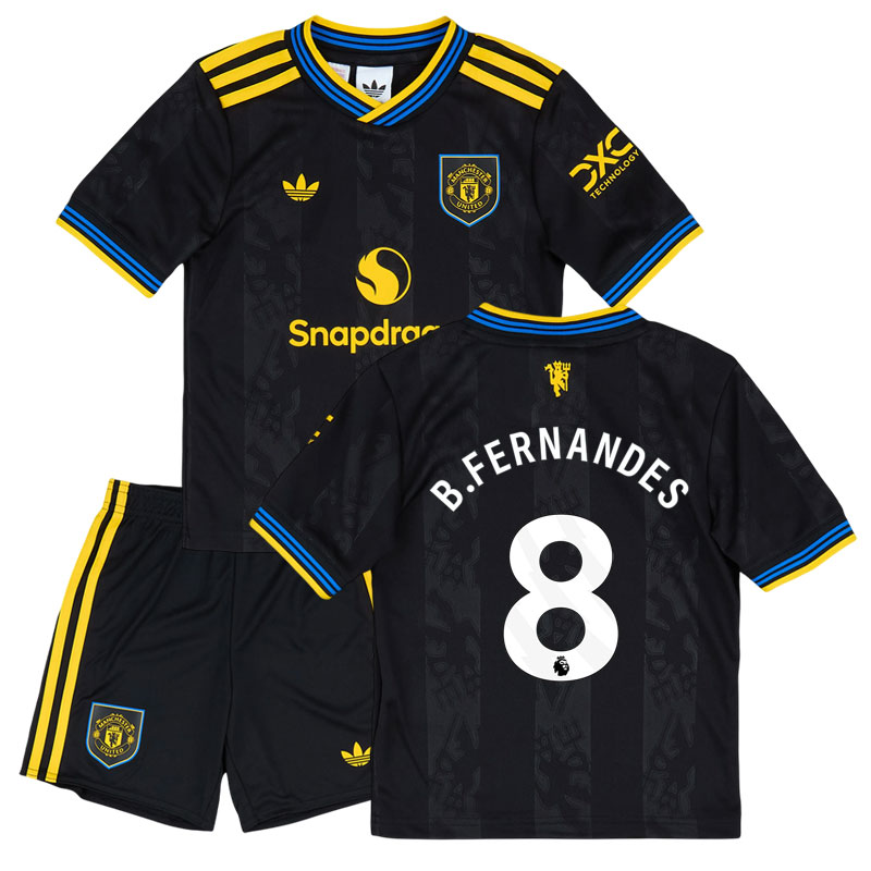 Børne fodboldsæt Manchester United 25/26 tredjetrøje med B. Fernandes 8 tryk