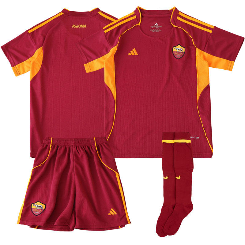 Børnesæt AS Roma hjemmebanetrøje 2025/26 - fodboldtrøje + shorts