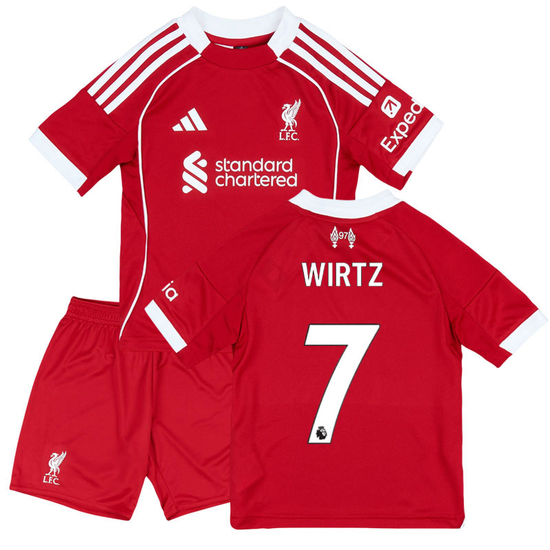 Liverpool FC børne fodboldsæt 2025/26 - rød hjemmebane med Wirtz 7