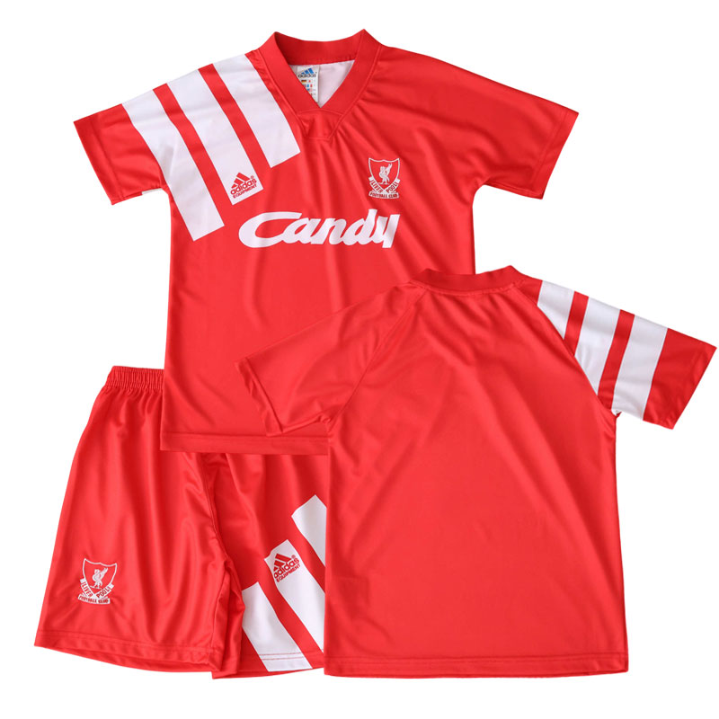 Liverpool retro fodboldsæt til børn 1991/92 – hjemmebanetrøje og shorts