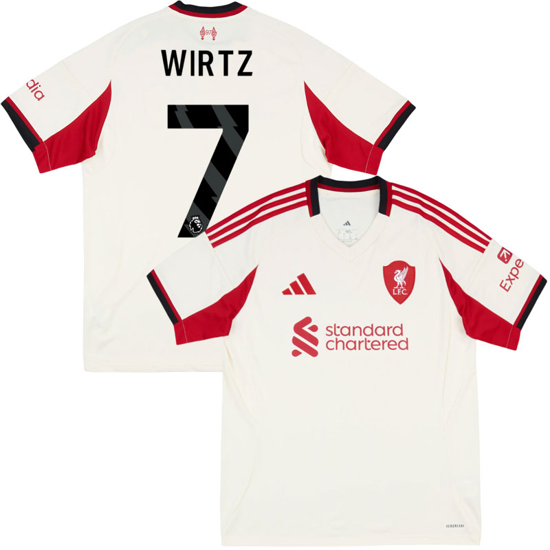 Liverpool udebanetrøje 2025/26 kortærmet fodboldtrøje med Wirtz 7 tryk