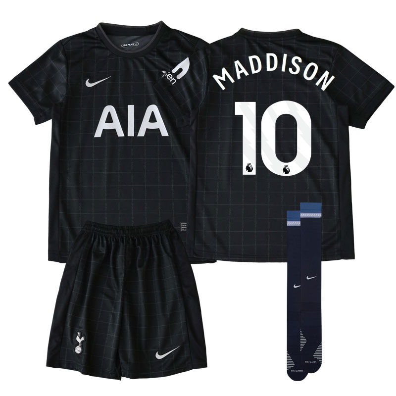 Maddison 10 Tottenham børnetrøje 2025/26 - komplet udebanesæt med shorts