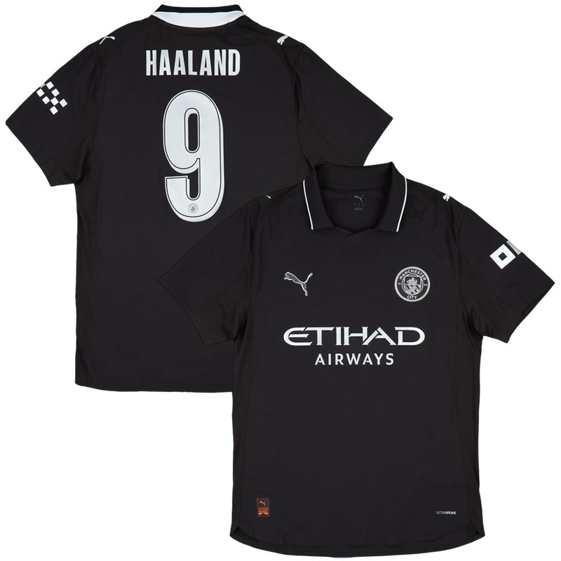 Manchester City udebanetrøje 2025/26 sort fodboldtrøje med Haaland 9 på ryggen