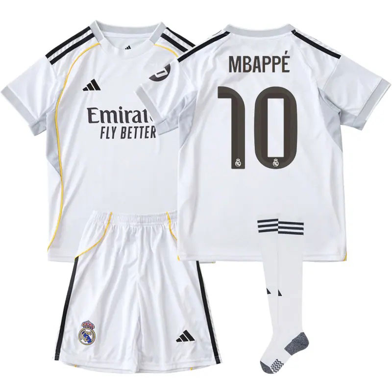 Mbappé 10 Real Madrid hjemmetrøje børn 2025/26 - fodboldsæt med shorts