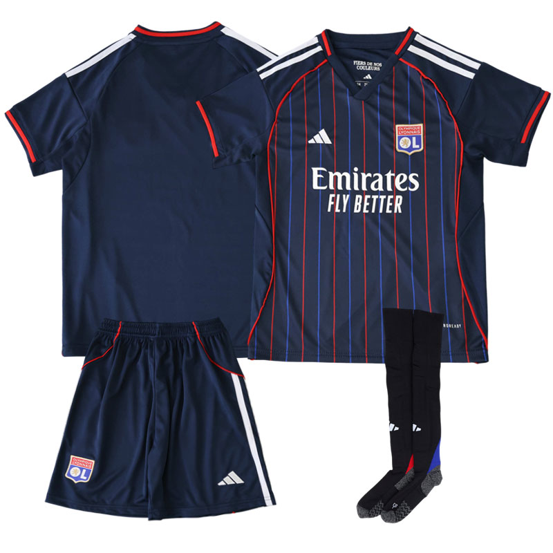 Olympique Lyonnais udebanetrøje til børn 2025/26 med shorts