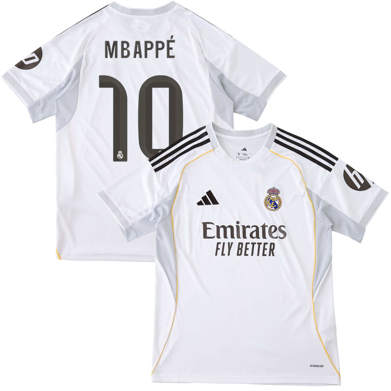 Real Madrid hjemmebanetrøje 2025/26 til mænd - Mbappé 10 rygnummer