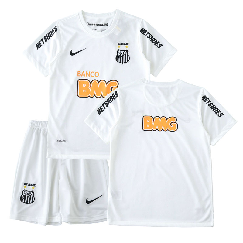 Santos FC retro fodboldsæt til børn 2012/13 – hjemmebanetrøje og shorts