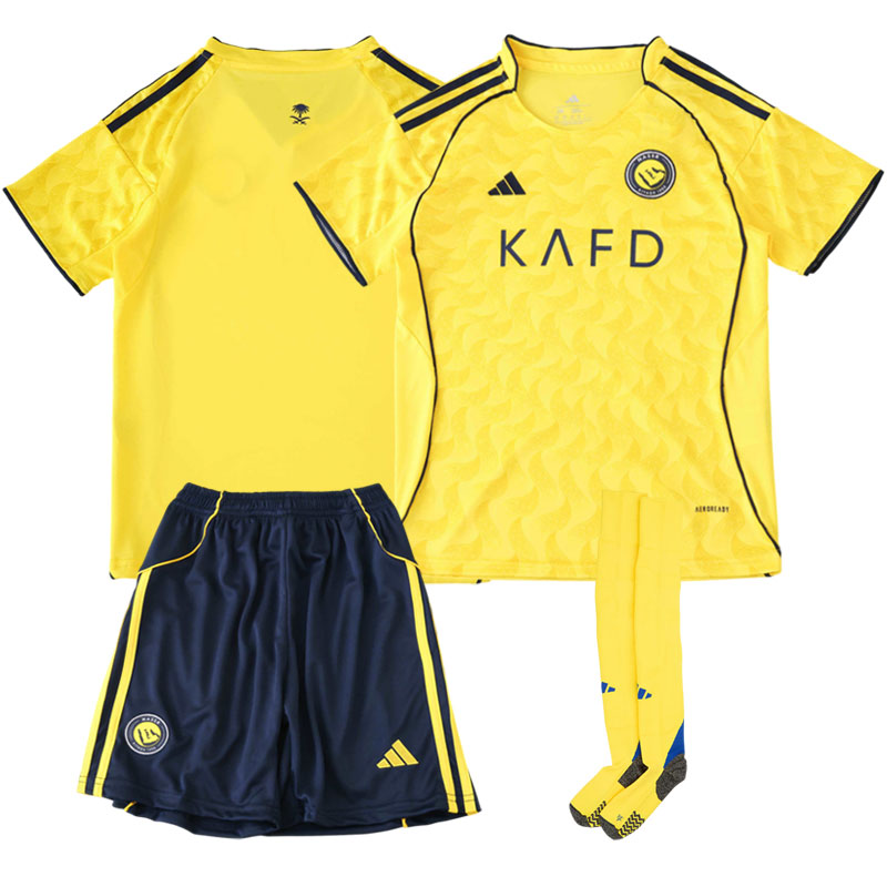 2025/26 Al-Nassr hjemmebanetrøje til børn - gul trøje og shorts