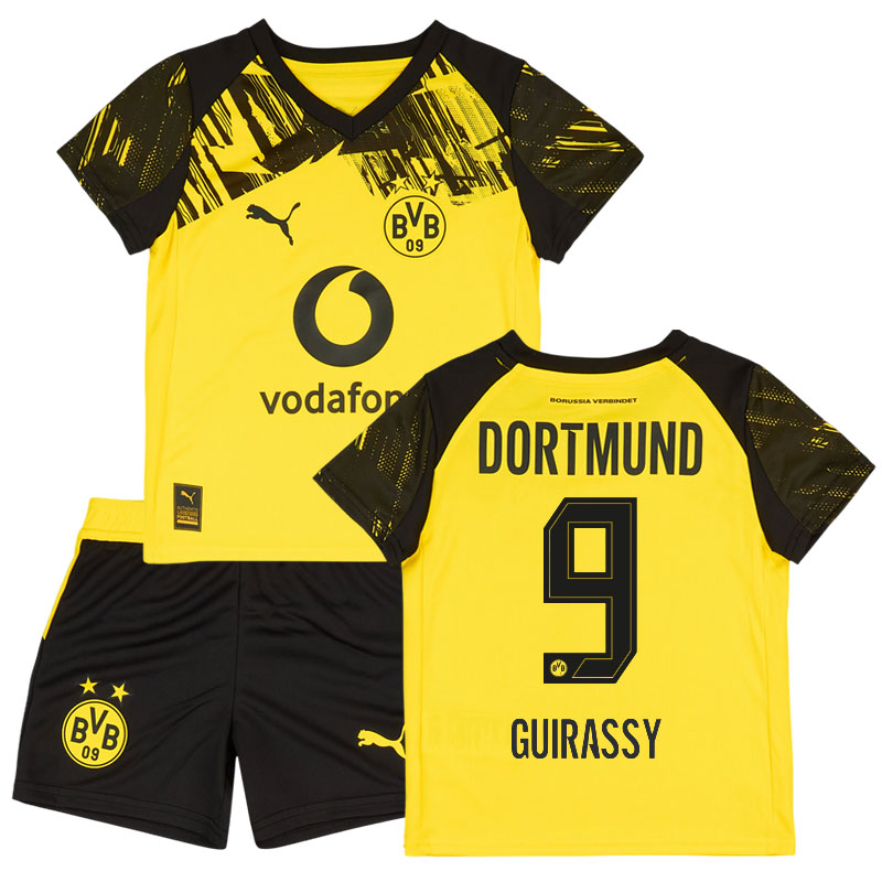 BVB Borussia Dortmund 25/26 hjemmebanetrøje til børn - Guirassy 9 på ryggen