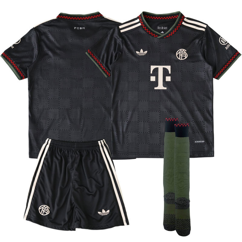 Bayern München tredje fodboldsæt børn 2025/26 - trøje og shorts