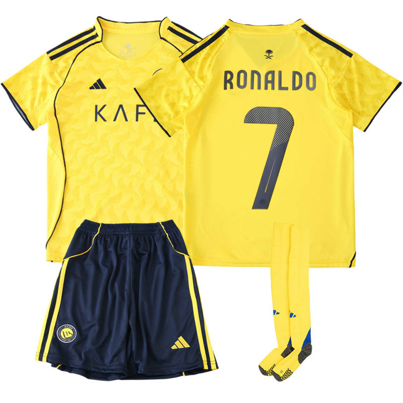 Børn Al-Nassr FC fodboldsæt 2025/26 - hjemmetrøje gul med Ronaldo 7