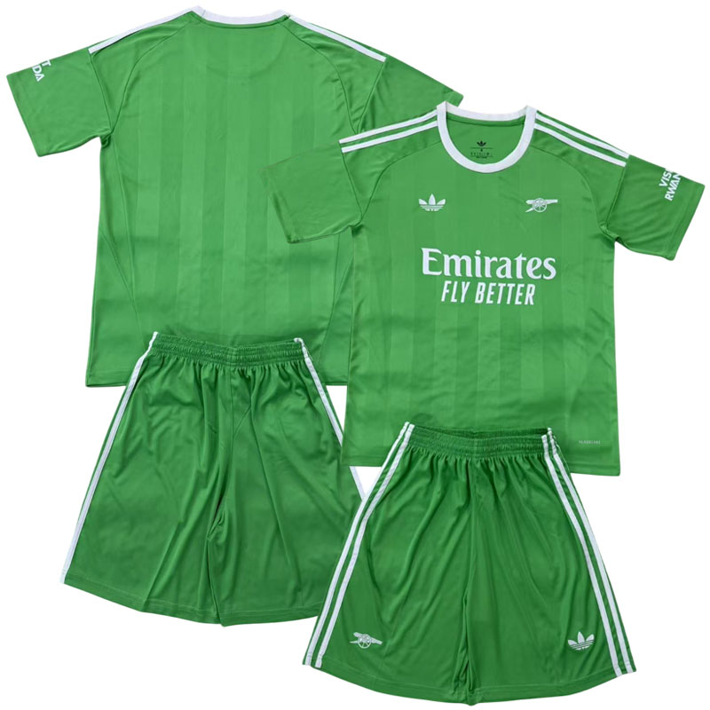 Grøn Arsenal FC målmandstrøje 2025/26 med shorts