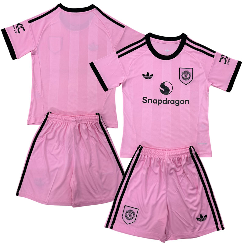 Man United pink målmandstrøje 2025/26 - voksen og børn fodboldsæt