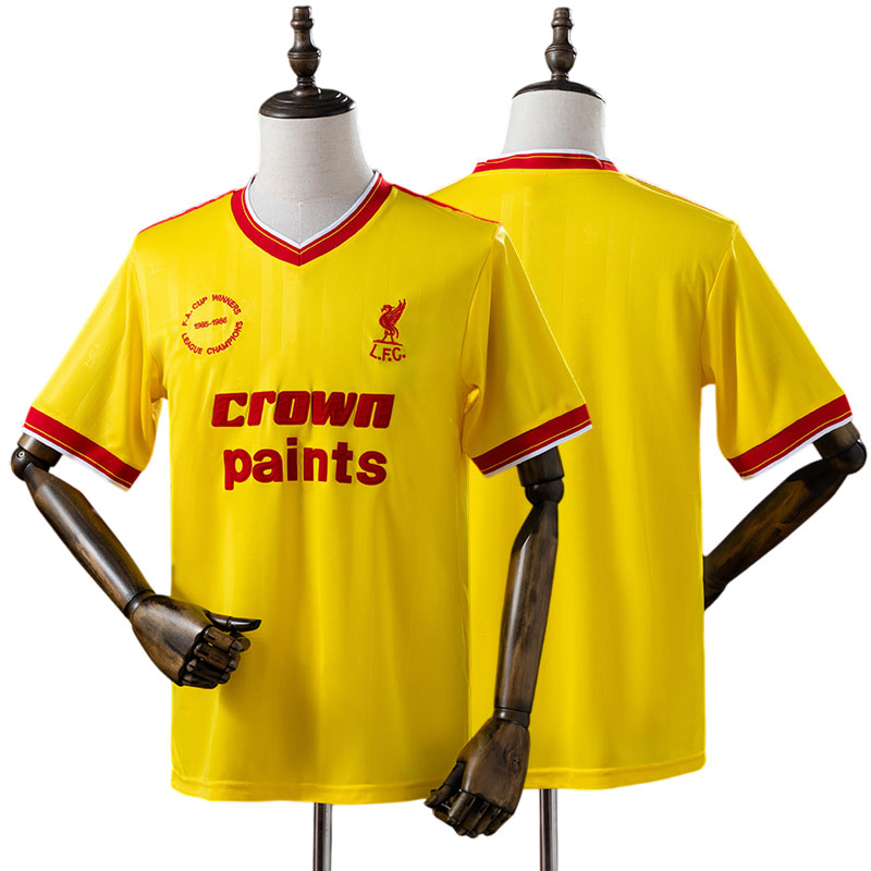 Gul Liverpool 1985/86 tredjetrøje - retro herre fodboldtrøje