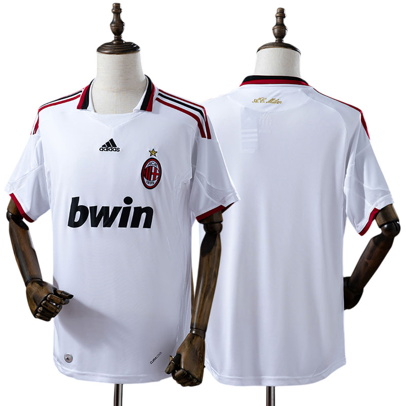 Hvid AC Milan 2009/10 retro udebanetrøje til mænd