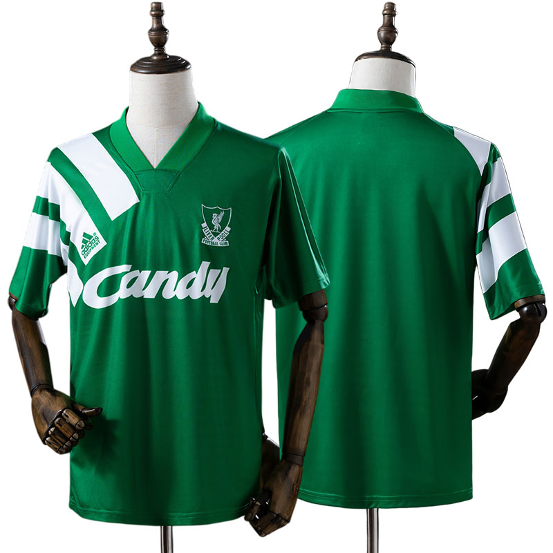 Liverpool 1991/92 retro udebanetrøje - vintage grøn fodboldtrøje i 90'er look