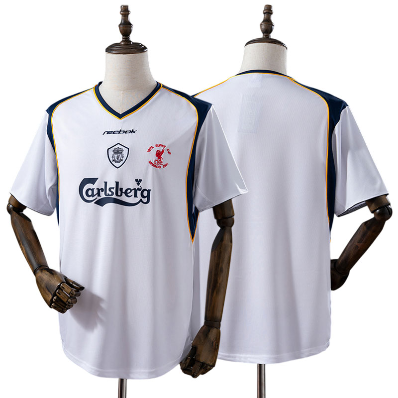 Liverpool FC 2001/02 retro udebanetrøje - hvid herre fodboldtrøje