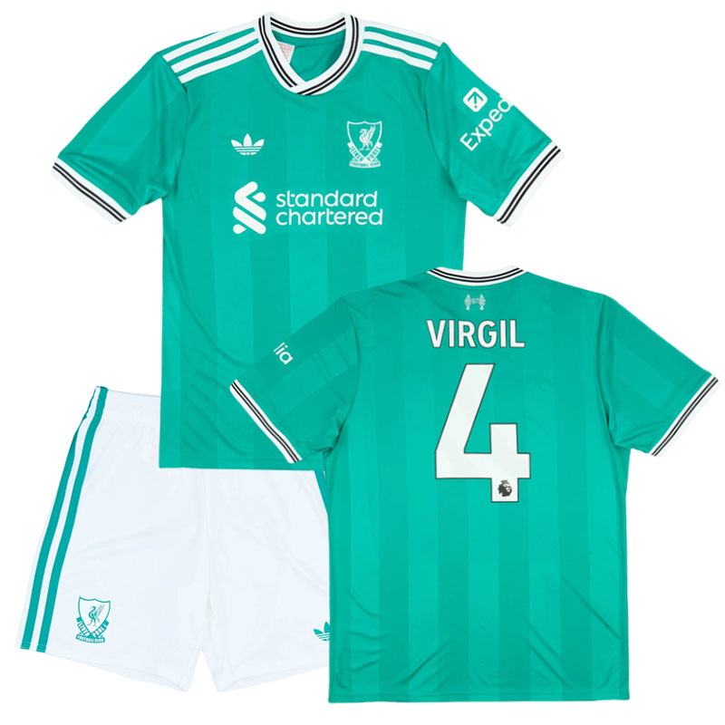 Liverpool tredjetrøje 2025/26 til børn - Virgil 4 fodboldsæt med shorts