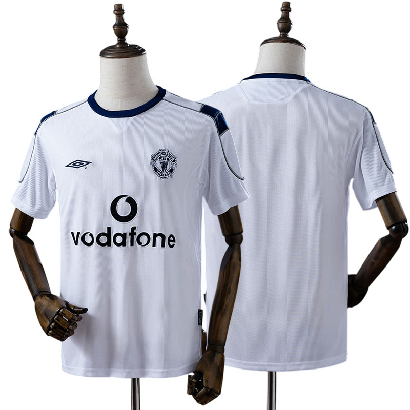 Manchester United 2000/01 retro udebanetrøje - hvid fodboldtrøje til mænd