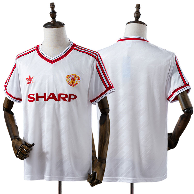 Manchester United vintage udebanetrøje 1986-88 til mænd - hvid fodboldtrøje