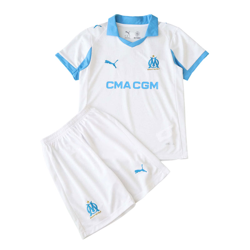 Olympique Marseille 2025/26 hjemmebanesæt til børn - fodboldtrøje og shorts