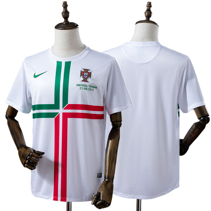 Portugal EM 2012 udebanetrøje - retro hvid fodboldtrøje til herre