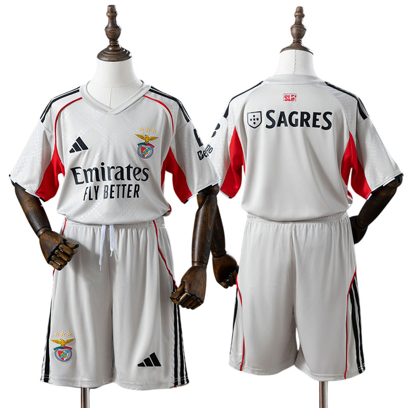 SL Benfica 2025/26 børn udebanetrøje og shorts