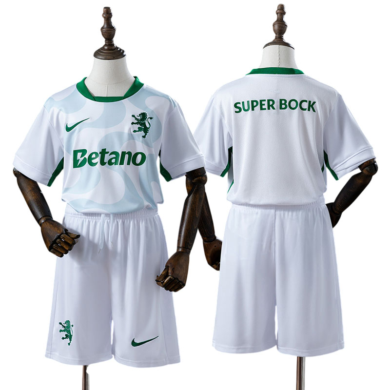 Sporting CP 2025/26 børnefodboldsæt - fjerde sæt med trøje og shorts