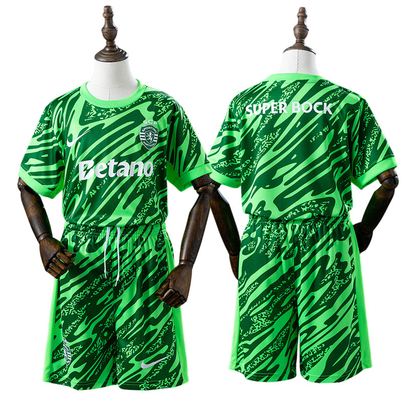 Sporting CP 25/26 børnesæt - grøn målmandstrøje + shorts