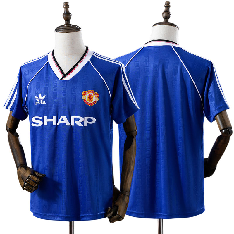 Manchester United 1988/90 retro tredjetrøje – blå herre fodboldtrøje