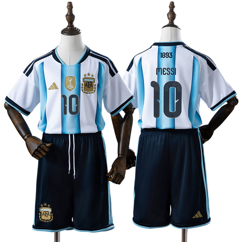 Argentina 2026 hjemmebanetrøje til børn med Messi 10 - VM fodboldsæt