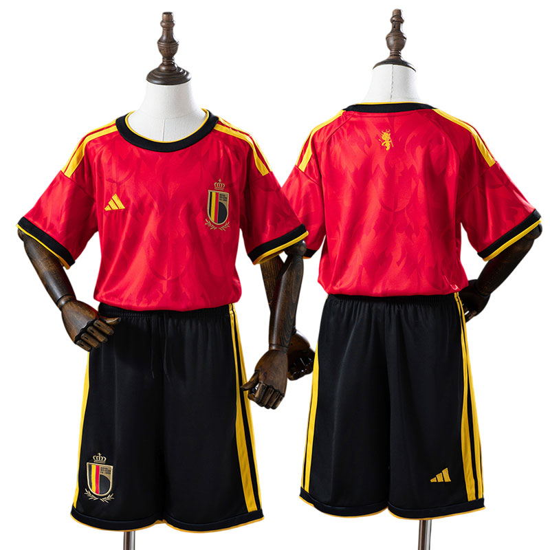 Belgien 2026 hjemmebanetrøje børn - VM fodboldtrøje med shorts