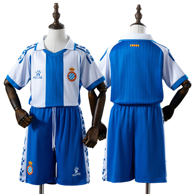 Børne fodboldtrøje RCD Espanyol 2025/26 hjemmebanetrøje med shorts