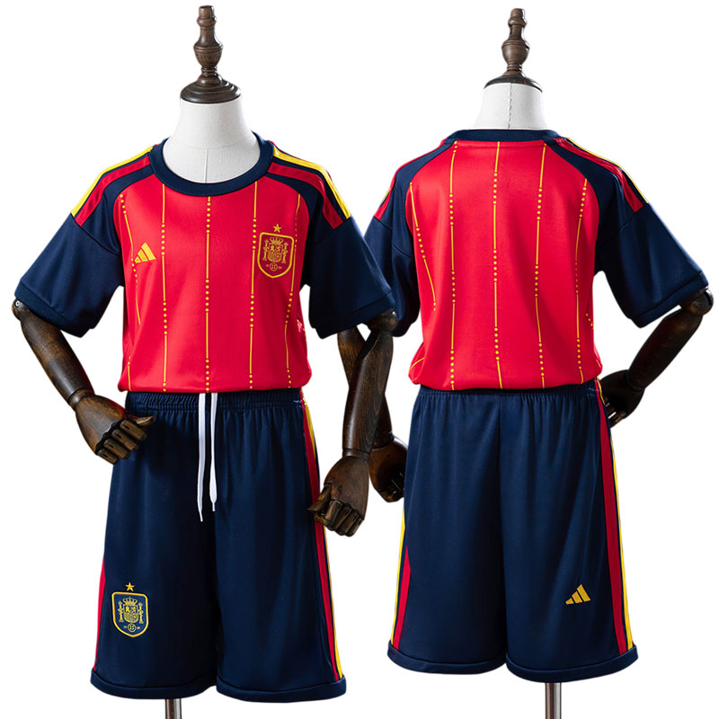 Børne fodboldtrøje Spanien 2026 - hjemmebanesæt med trøje og shorts