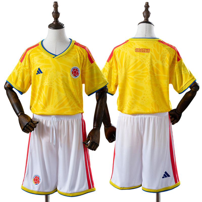 Colombia VM 2026 hjemmebanetrøje til børn - kortærmet trøje og shorts